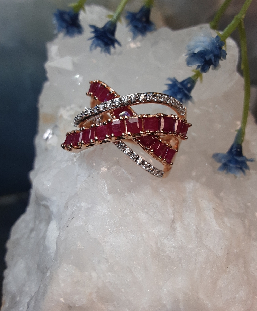 925, Rose Gold Over Sterling. Ruby Ring.